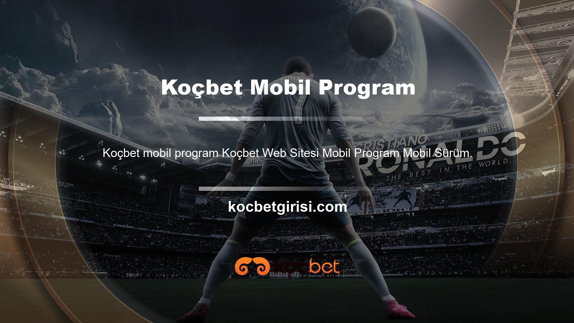 Koçbet web sitesinin mobil sürümü, yukarıdaki programları indirmek ve yüklemek istemeyenler için tasarlanmıştır